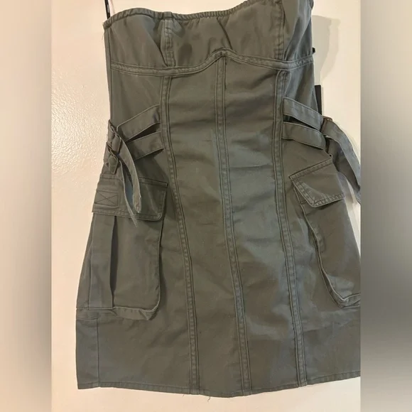 forever 21 army green dress Smocked Chiffon Peasant-Sleeve Dress main image 1